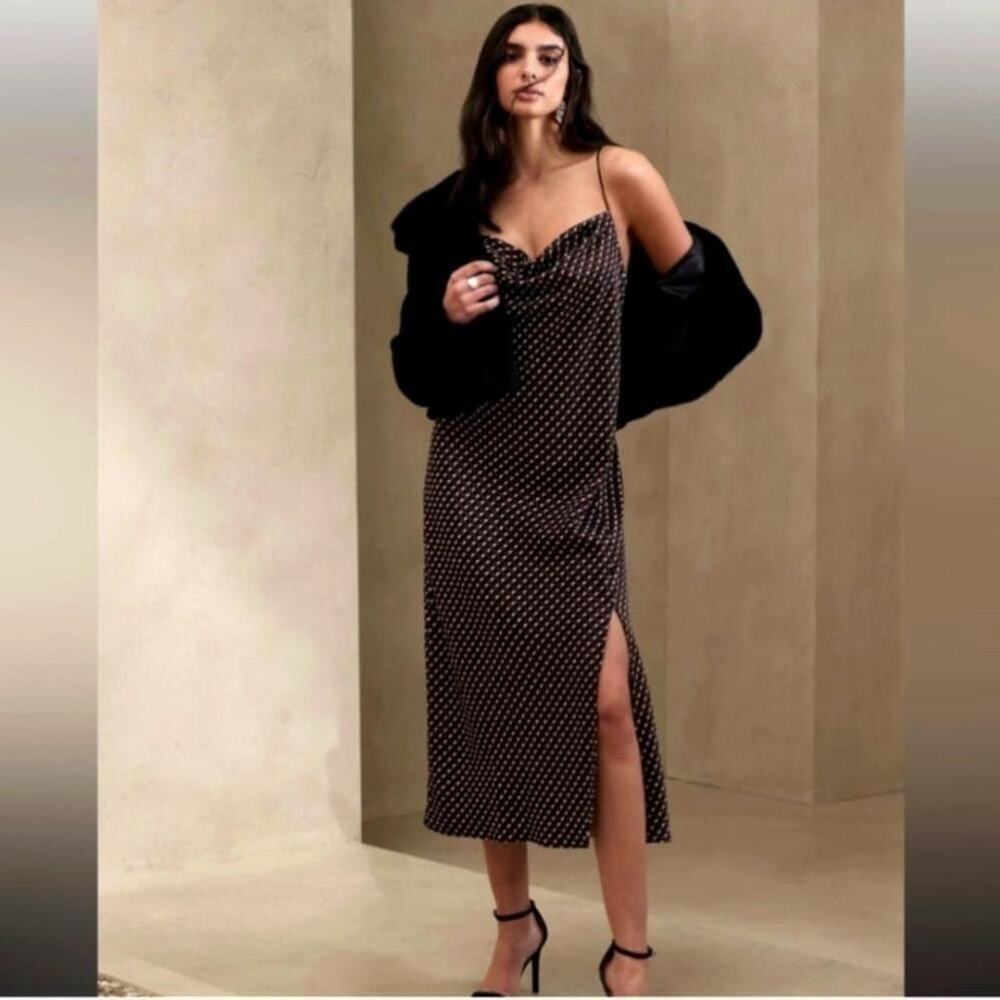 NWT Banana Republic Geo Print Midi Slip Dress women’s size Medium silk​​